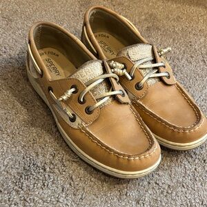 Sperry womens Tan and gold Boat Shoes